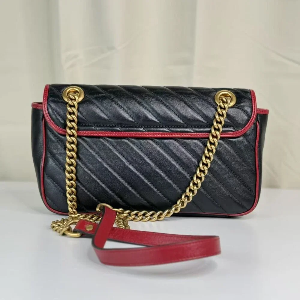 Gucci Black Leather Medium Marmont Flap Shoulder Bag - Picture 3 of 8